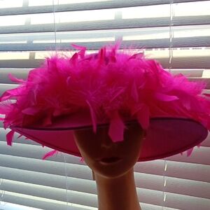 Elegant Pink Feathered Hat